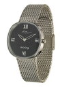 【送料無料】moog paris montre femme avec cadran noir, bracelet argent en acier inoxydable