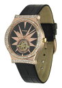 【送料無料】moog paris montre femme avec cadran noir, elments swarovski, bracelet noir