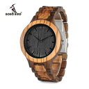 【送料無料】bobo bird d30 round vintage zebra wood case men watch with ebony bamboo wo...