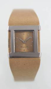【送料無料】kenneth cole tan womens st steel tan leather quartz battery watch