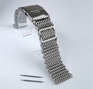 【送料無料】24mm shark mesh polished stainless steel, heavy duty, diving, dive watch strap 【送料無料】24mm shark mesh polished stainless steel, heavy duty, diving, dive watch strap