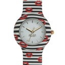 【送料無料】hip hop orologio red kiss donna hwu0872 bianco nero watch bocche