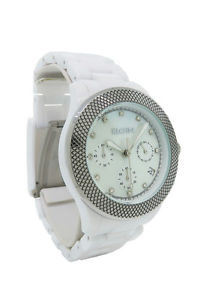 【送料無料】elgin eg7040w womens analog chronograph day mother of pearl white plastic watch