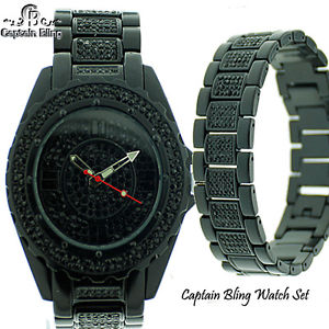 【送料無料】mens iced out ice nation captain bling watch set 1a brand full of ice blk 【送料無料】mens iced out ice nation captain bling watch set 1a brand full of ice blk