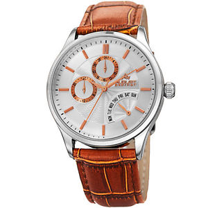 【送料無料】mens august steiner as8209ssbr dual time date retrograde day leather watch 【送料無料】mens august steiner as8209ssbr dual time date retrograde day leather watch