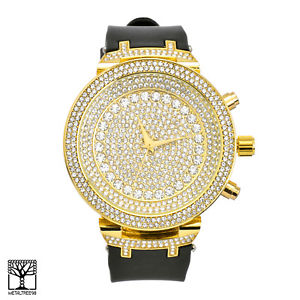 【送料無料】hip hop mens techno fashion bling full iced out watches wr 1295 g