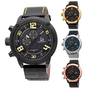 【送料無料】mens joshua amp; sons js70 lefty swiss quartz multifunction leather strap watch 【送料無料】mens joshua amp; sons js70 lefty swiss quartz multifunction leather strap watch