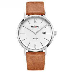 【送料無料】orologio polso weide wd007 uomo originale cinturino vera pelle argento datario