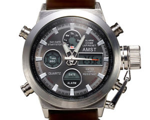 【送料無料】45mm multifunction military steel army boat quartz lcd watch sub sport u tw