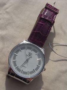 【送料無料】neues angebotmontre bellos neuve,bracelet croco violine cadran de couleur stylis assorti