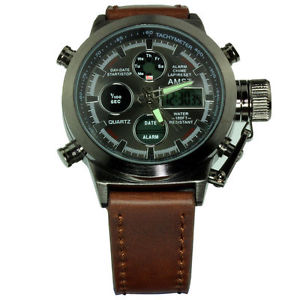 【送料無料】45mm multifunction steel army boat quartz lcd watch sub sport u tw digital