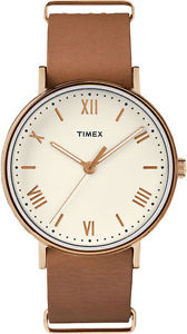 ̵timex tw2r28800, mens southview, brown leather watch