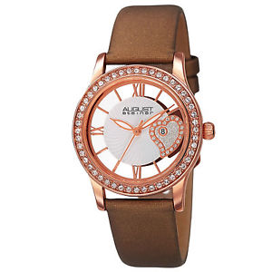 【送料無料】womens august steiner as8176 swarovski crystal bezel date satin leather watch