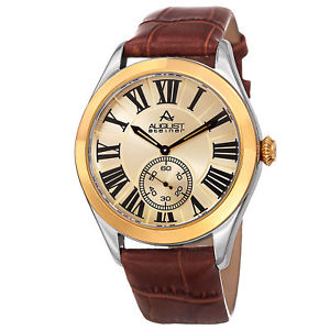 【送料無料】mens august steiner as8203ssbr small seconds quartz genuine leather strap watch