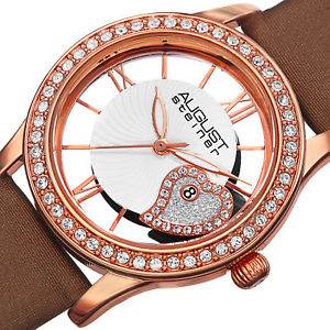 【送料無料】womens august steiner as8176 swarovski crystal bezel date satin leather watch