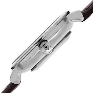 【送料無料】womens bur191br quartz brown silver flower glitter genuine leather strap watch