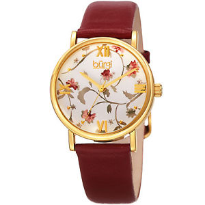 【送料無料】womens burgi bur186rd null floral print gold tone red leather strap watch 【送料無料】womens burgi bur186rd null floral print gold tone red leather strap watch
