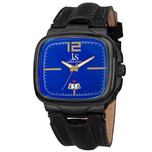 【送料無料】mens joshua amp; sons jx117bu quartz movement date genuine leather strap watch