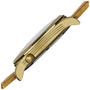 【送料無料】 mens august steiner as8010yg quartz dual time brown leather strap watch