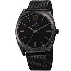 【送料無料】mens joshua amp; sons jx124bk quartz movement stainless steel mesh bracelet watch