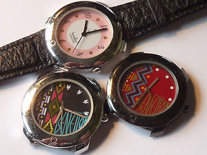 【送料無料】lot 3 watch montre benetton by bulova uhr bezel vintage