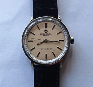 【送料無料】gift idea vintage favre leuba geneve twin power hand winding swiss wristwatch