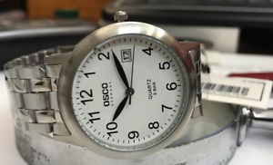 【送料無料】klassich herren osco uhr arabischen zahlen edelstahl datum