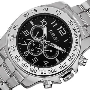 【送料無料】mens august steiner as8095ssb quartz two time zone date steel bracelet watch
