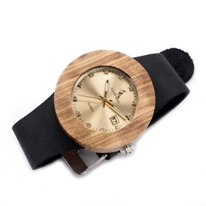 【送料無料】luxury bobo bird complete calendar watch women zebra wood wristwatch genuine lea