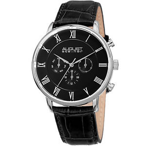 【送料無料】mens august steiner as8214ssb two time zone date complication leather watch