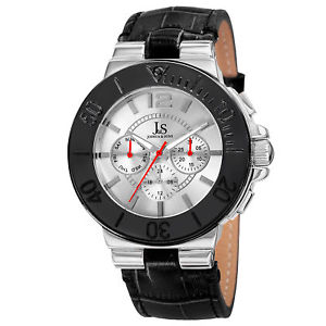 【送料無料】mens joshua amp; sons js96ss two time zone date complication leather strap watch