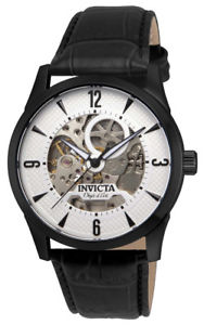 【送料無料】invicta objet d art 22639 mens white round analog automatic leather watch