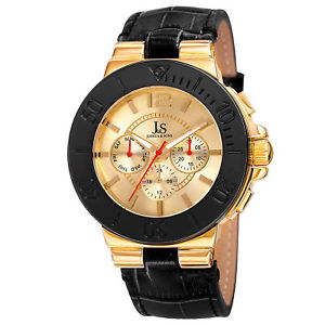 【送料無料】mens joshua amp; sons js96ygb two time zone date complication leather strap watch 【送料無料】mens joshua amp; sons js96ygb two time zone date complication leather strap watch