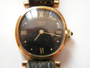 montre watch lancel paris mcanique 200322,boitier plaqu or,fonctionne,n843