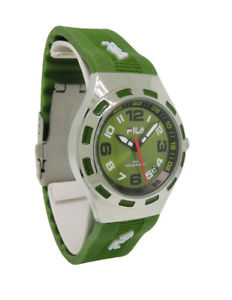 【送料無料】fila fa074985 primavera womens round olive analog date silicone watch