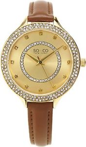 【送料無料】so amp; co york womens 52414 brown leather watch