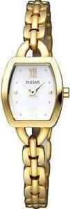 【送料無料】pulsar pj5404x1 ladies dress wrist watch gold coloured case amp; bracelet white