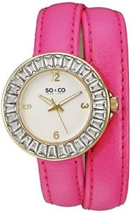 【送料無料】soamp;co york womens 50703 soho crystal accent pink doublewrap leather watch