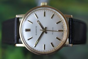 【送料無料】lovely mens goldplated vintage mech swiss everite watch 17 jewels