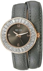 【送料無料】soamp;co york womens 50704 soho rose goldtone crystal grey doublewrap watch