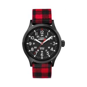 【送料無料】orologio uomo donna timex scout tw4b02000 tessuto rosso nero indiglo sub 50mt