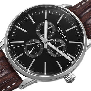 【送料無料】mens akribos xxiv ak838ssb military time date complication quartz strap watch