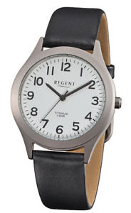 【送料無料】regent herrenuhr f842 analog leder schwarz