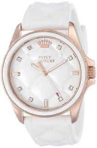 ジューシークチュール 【送料無料】nib juicy couture womens stella white quilted silicone strap watch 40mm 1901102