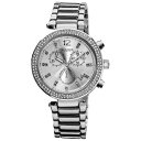 yzwomens akribos xxiv ak529ss silvertone swiss chronograph crystal bezel watch