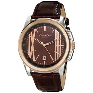【送料無料】kenneth cole half brown leather strap watch kc8096