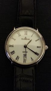 【送料無料】lady vintage dugena sapphire crystaldateblksilvr watch excellent wbattery