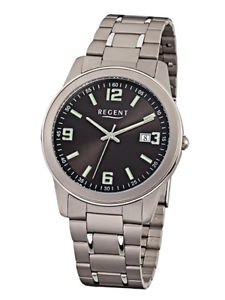 【送料無料】regent titan herrenuhr f841 analog titan grau
