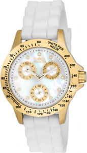 【送料無料】invicta womens speedway chrono 100m gold tone case white silicone watch 21985