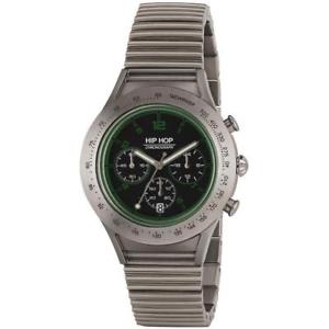 【送料無料】orologio uomo hip hop aluminium hwu0734 chrono bracciale alluminio verde 42mm